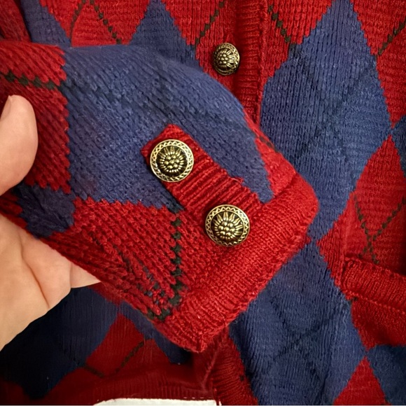 Vintage Worthington Diamond Pattern Jewel Tones Cardigan Sweater Large NWT - Picture 3 of 7